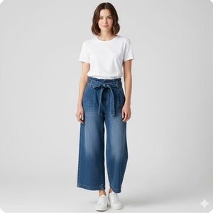 Design Lab Lord & Taylor Blue Flare Wide Leg Jeans